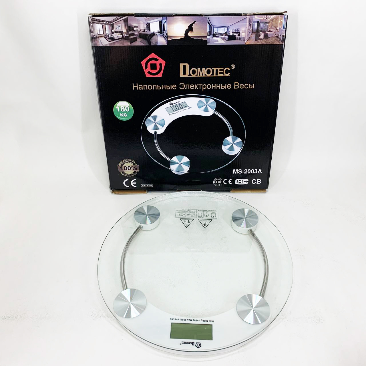 Напольные весы Domotec MS-2003A электронные стеклянные с LCD дисплеем до 180 кг