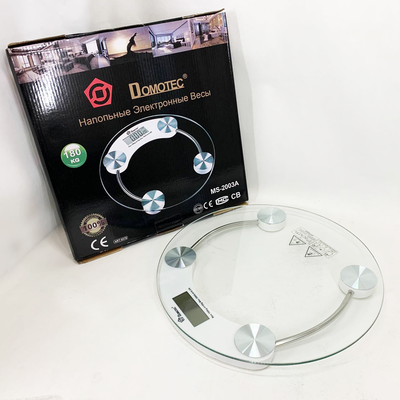 Напольные весы Domotec MS-2003A электронные стеклянные с LCD дисплеем до 180 кг