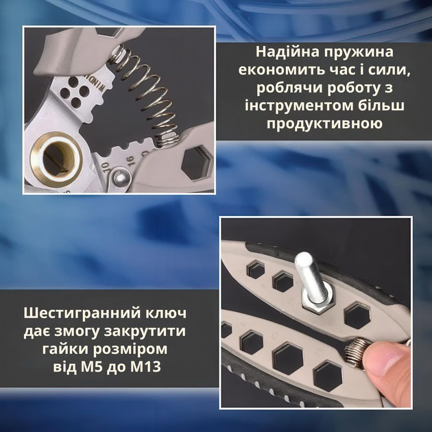 Инструмент для снятия изоляции 16 в 1, обжима клемм, зачистки проводов Мультитул стриппер