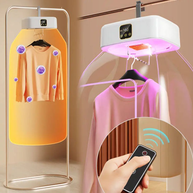 Сушилка электрическая, для одежды подвесная складная с таймером и чехлом