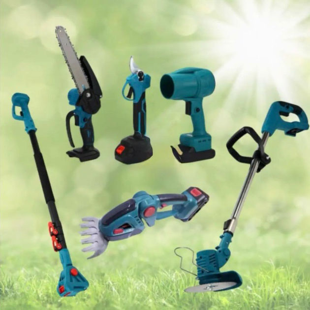 Аккумуляторный универсальный садовый набор 6 в 1 Секатор Мини-пила Триммер Воздуходувка Удлинитель Кусторез