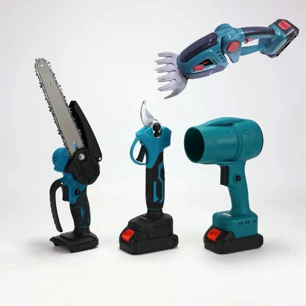 Аккумуляторный универсальный садовый набор 6 в 1 Секатор Мини-пила Триммер Воздуходувка Удлинитель Кусторез