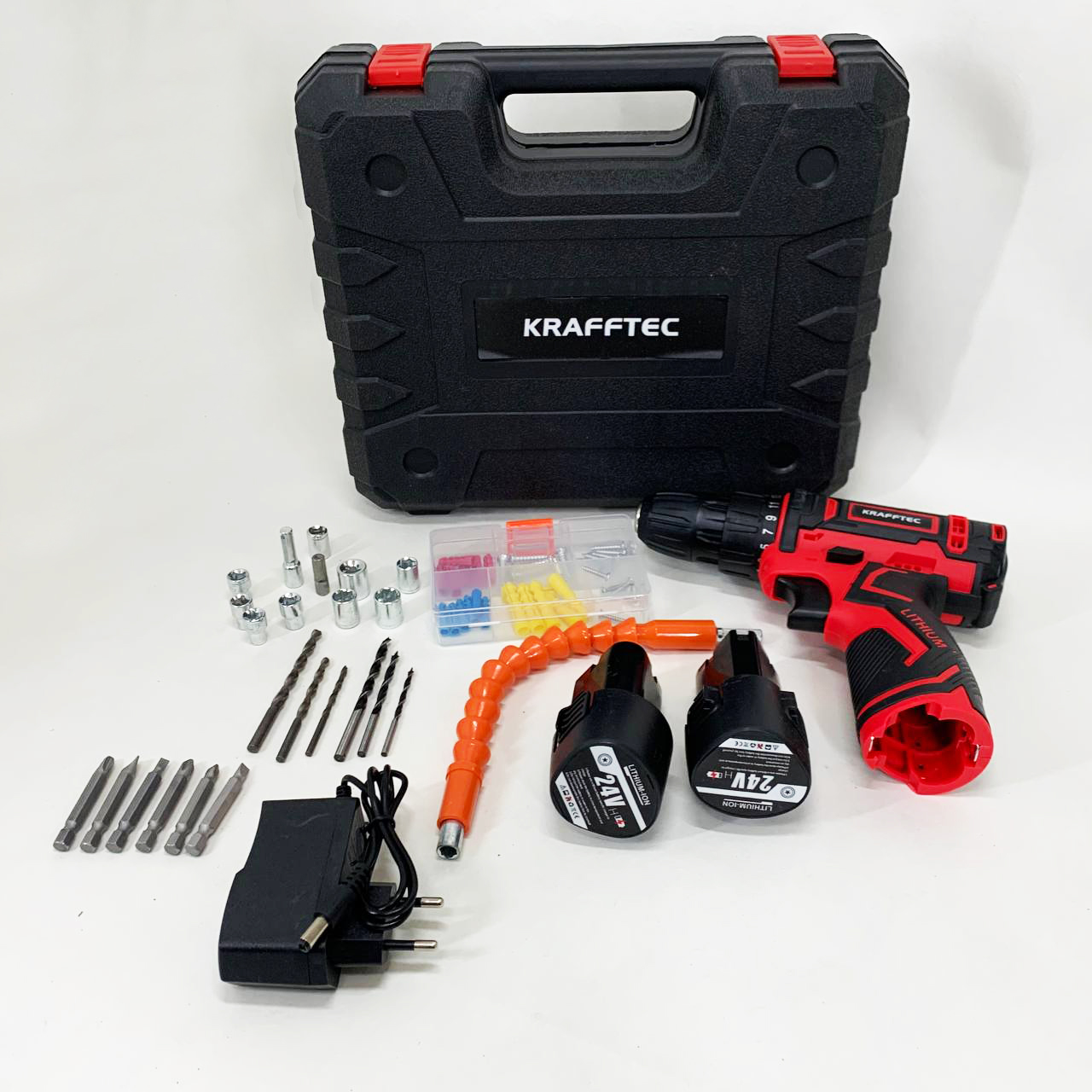 Аккумуляторный шуруповерт с насадками KRAFFTEC 24V