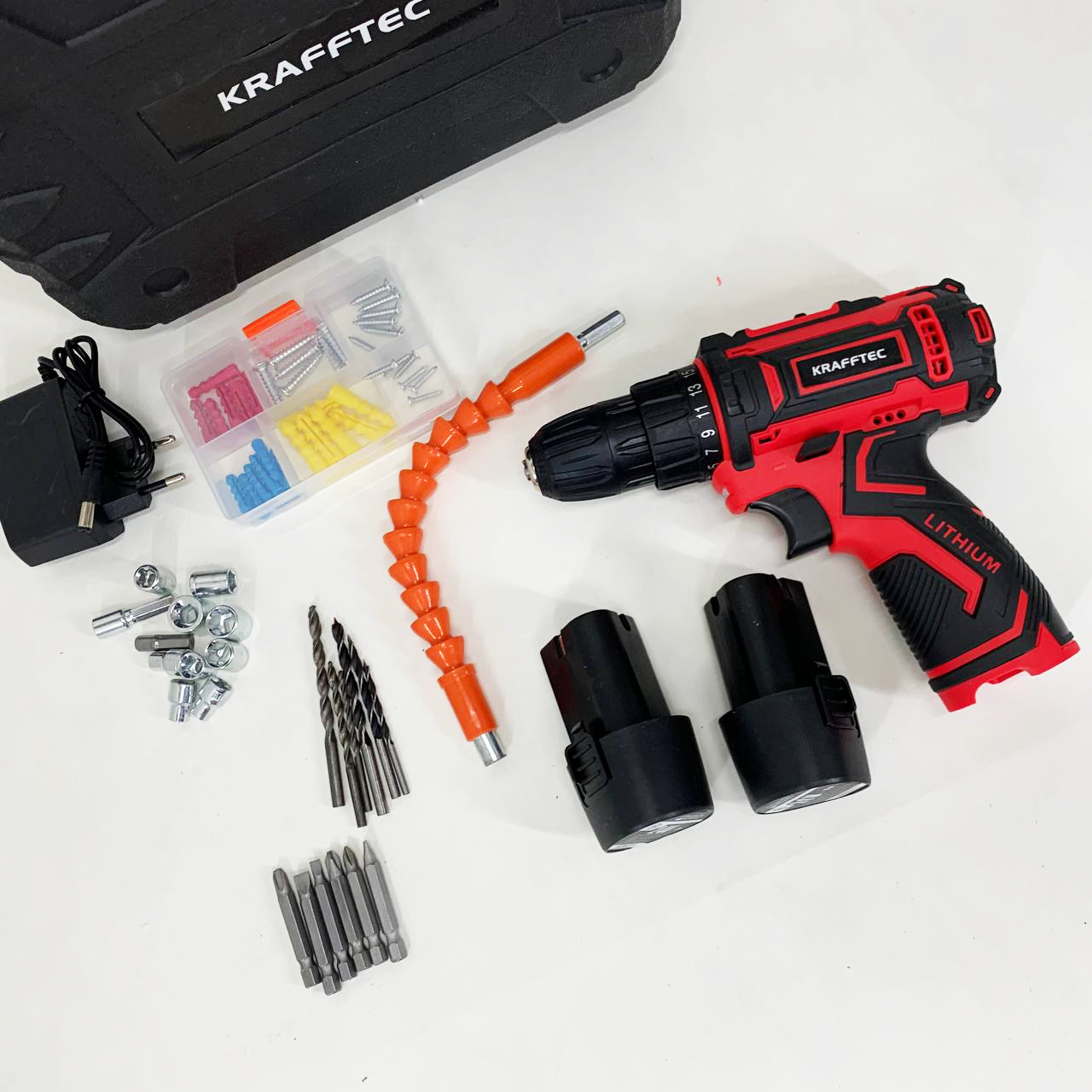 Аккумуляторный шуруповерт с насадками KRAFFTEC 24V