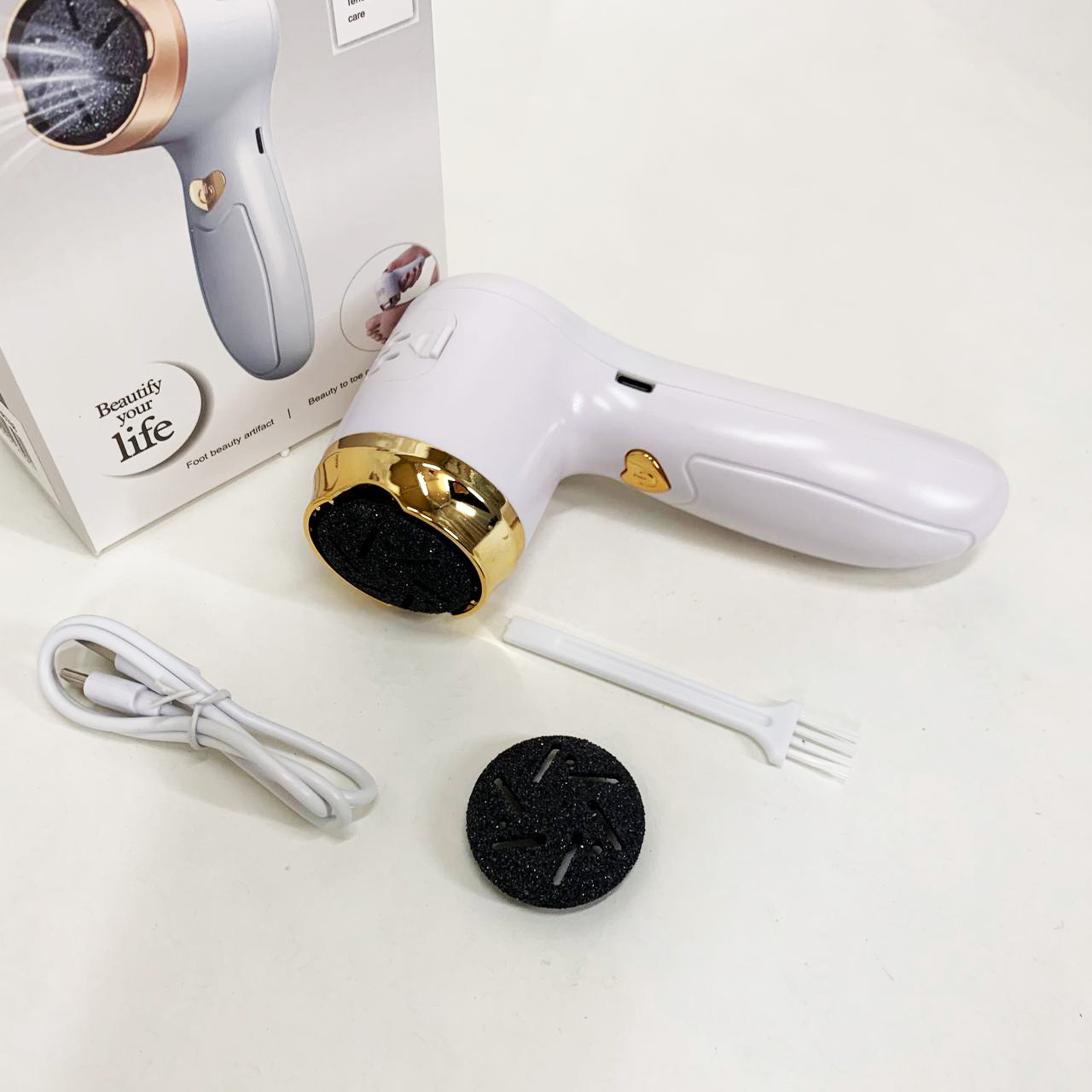 Пемза аккумуляторная для удаления грубой кожи стоп Foot Grinder Y2023 для пяток с usb-кабелем