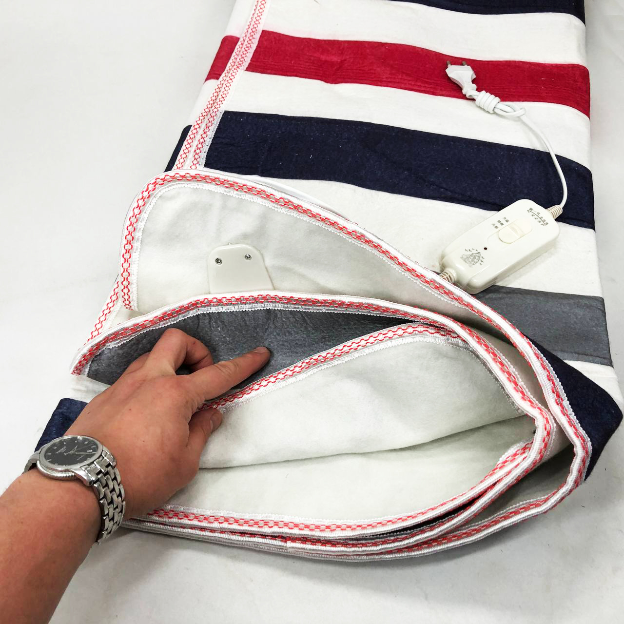 Электропростынь 150х120 см теплая электро простыня одеяло с подогревом полоска