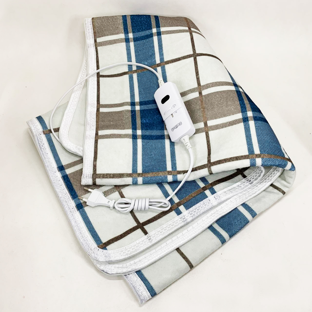 Электропростынь 150х120 см теплая электро простыня одеяло с подогревом клетка