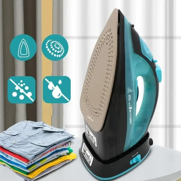 Утюг беспроводной с зарядной базой и вертикальным отпариванием Domotec MS-1210В 2400W