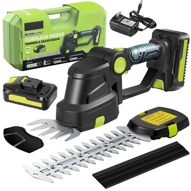 Аккумуляторные ножницы кусторез Krafftec 2 в 1 два аккумулятора зарядное пластиковый кейс