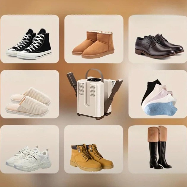 Электросушилка для обуви от сети на 3 пары / Сушилка с УФ-дезинфекцией и таймером / Сушилка обуви