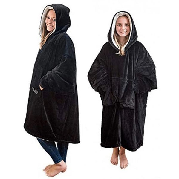 Плед толстовка с капюшоном и рукавами Huggle Hoodie оверсайз. Цвет: черный