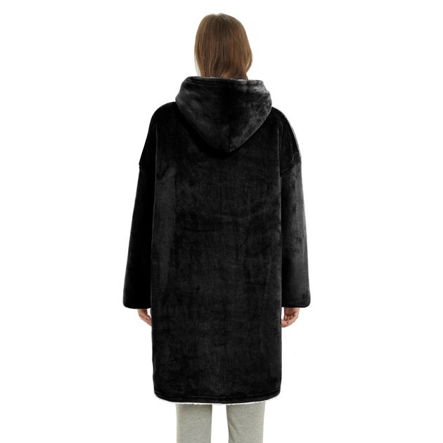 Плед толстовка с капюшоном и рукавами Huggle Hoodie оверсайз. Цвет: черный