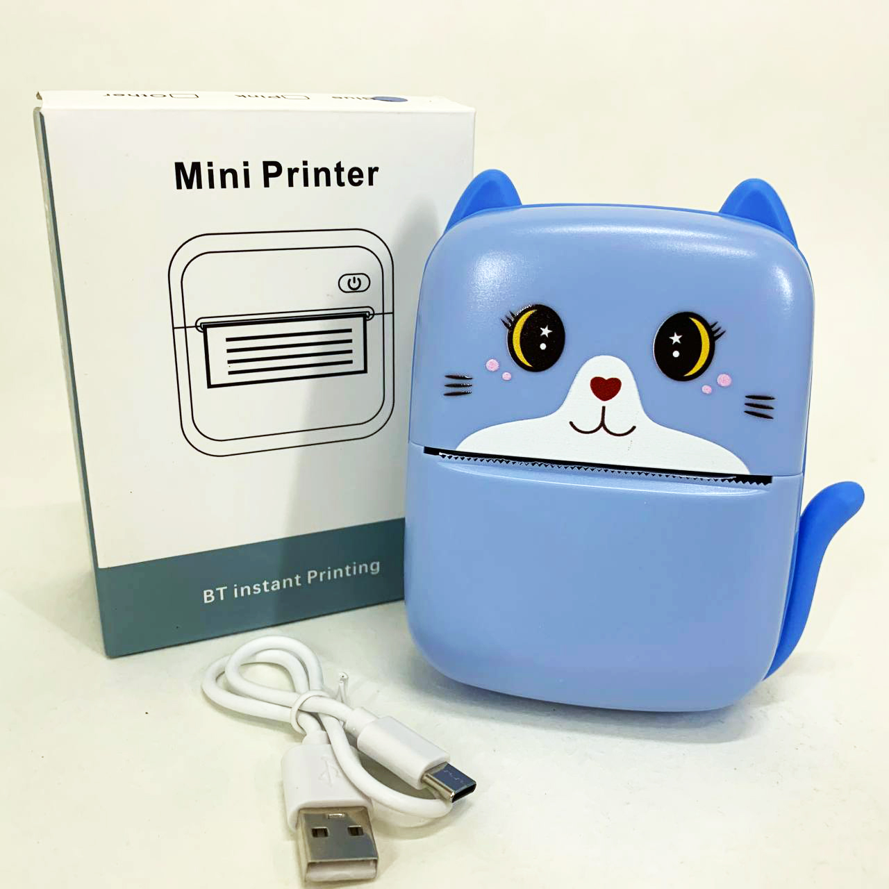 Портативный детский термопринтер с Bluetooth A8 Cat мини принтер для телефона Blue