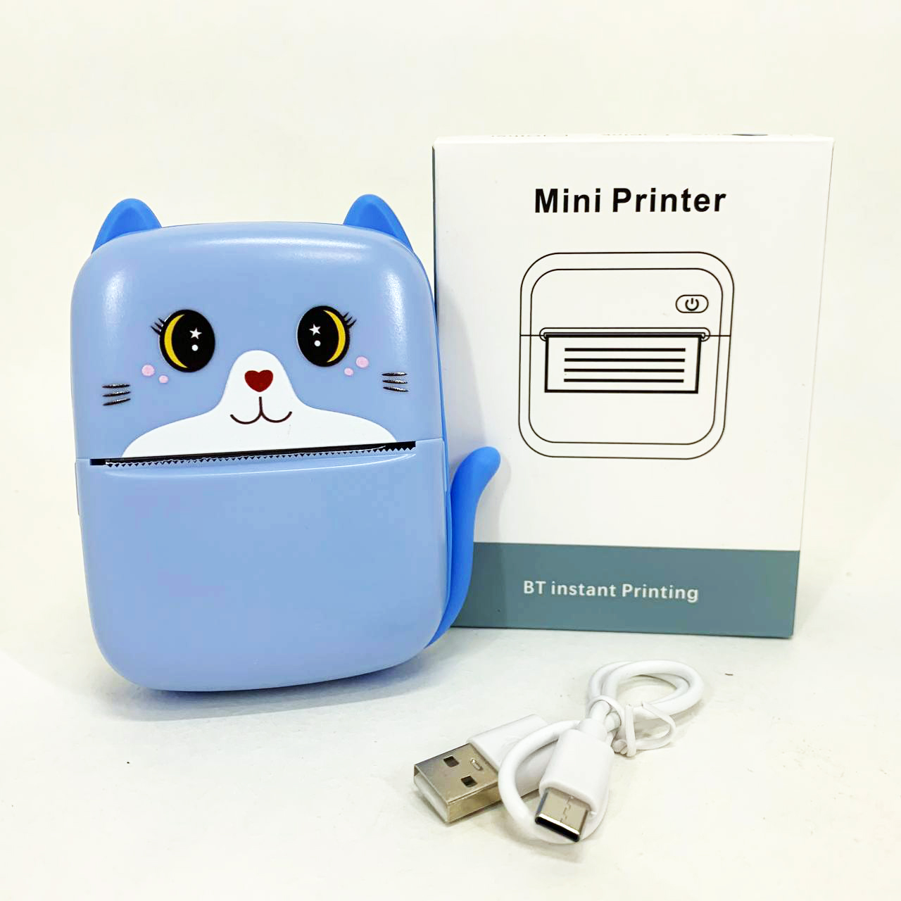 Портативный детский термопринтер с Bluetooth A8 Cat мини принтер для телефона Blue