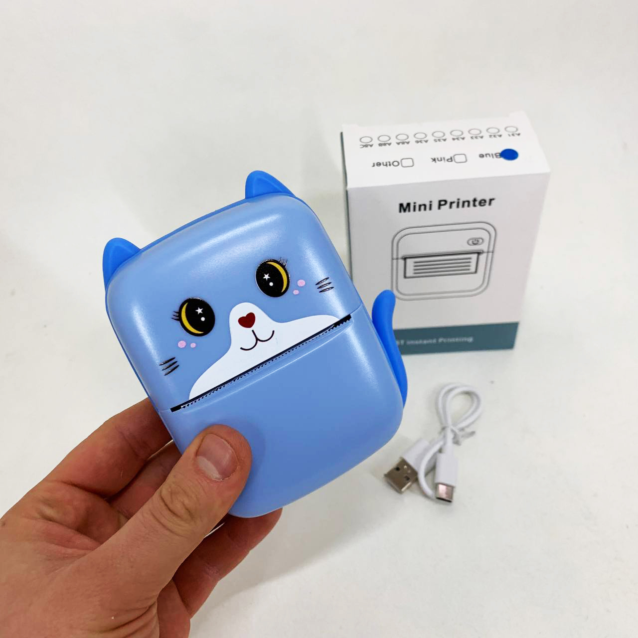 Портативный детский термопринтер с Bluetooth A8 Cat мини принтер для телефона Blue