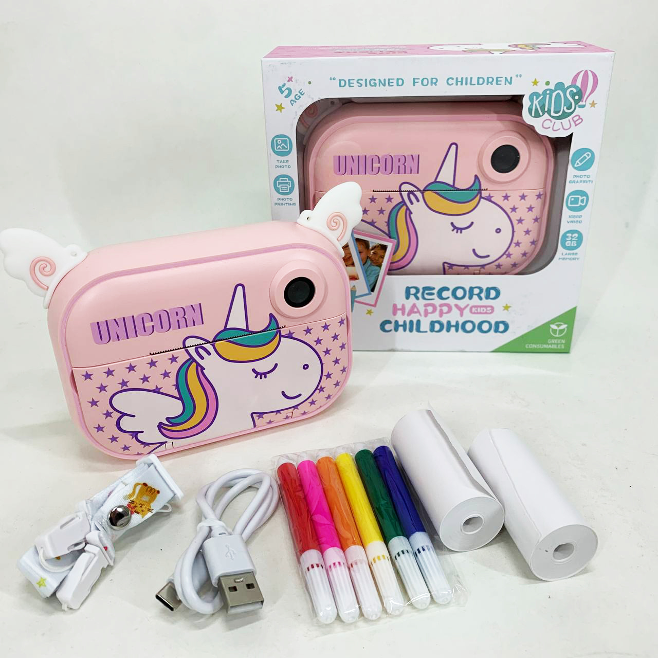 Детская цифровая камера c моментальной печатью YT008 PINK