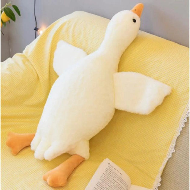 Гигантская мягкая плюшевая игрушка Гусь-Обнимусь 70 см белый подушка Гусь-обнимашка