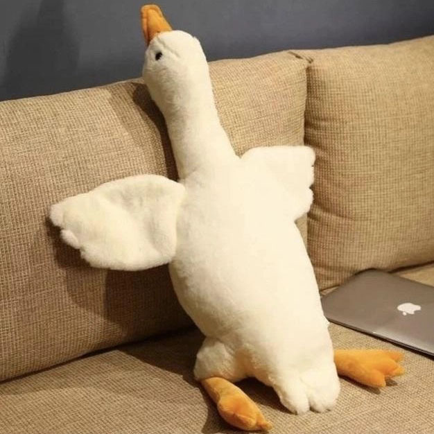 Гигантская мягкая плюшевая игрушка Гусь-Обнимусь 70 см белый подушка Гусь-обнимашка