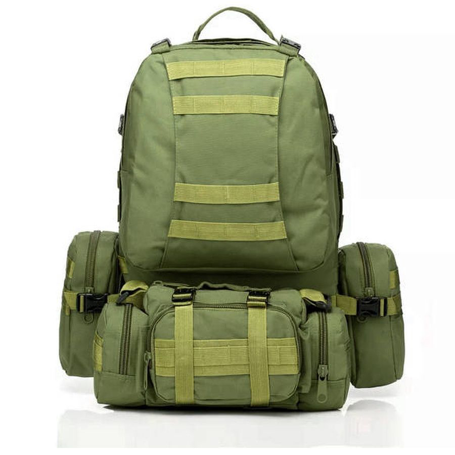 Рюкзак тактический 55л с 3-мя подсумками! Качественный штурмовой для похода путешествий большой рюкзак баул