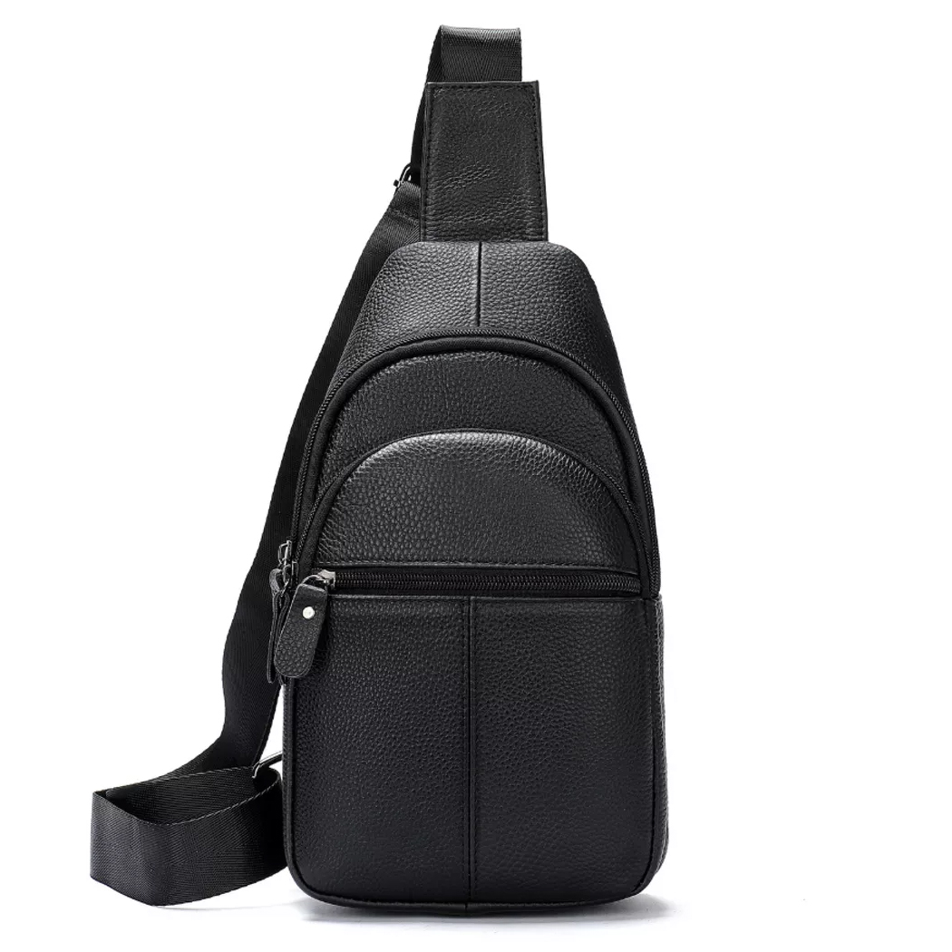 Стильная мужская кожаная сумка через плечо, натуральная кожа флотарь, качественная фурнитура