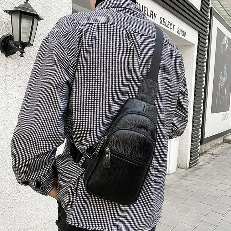 Стильная мужская кожаная сумка через плечо, натуральная кожа флотарь, качественная фурнитура