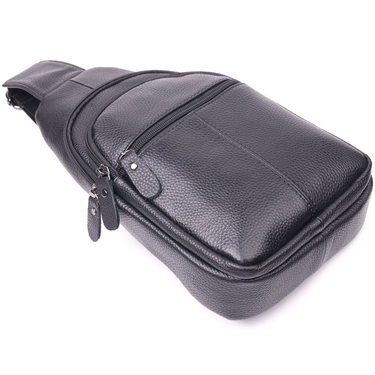 Стильная мужская кожаная сумка через плечо, натуральная кожа флотарь, качественная фурнитура