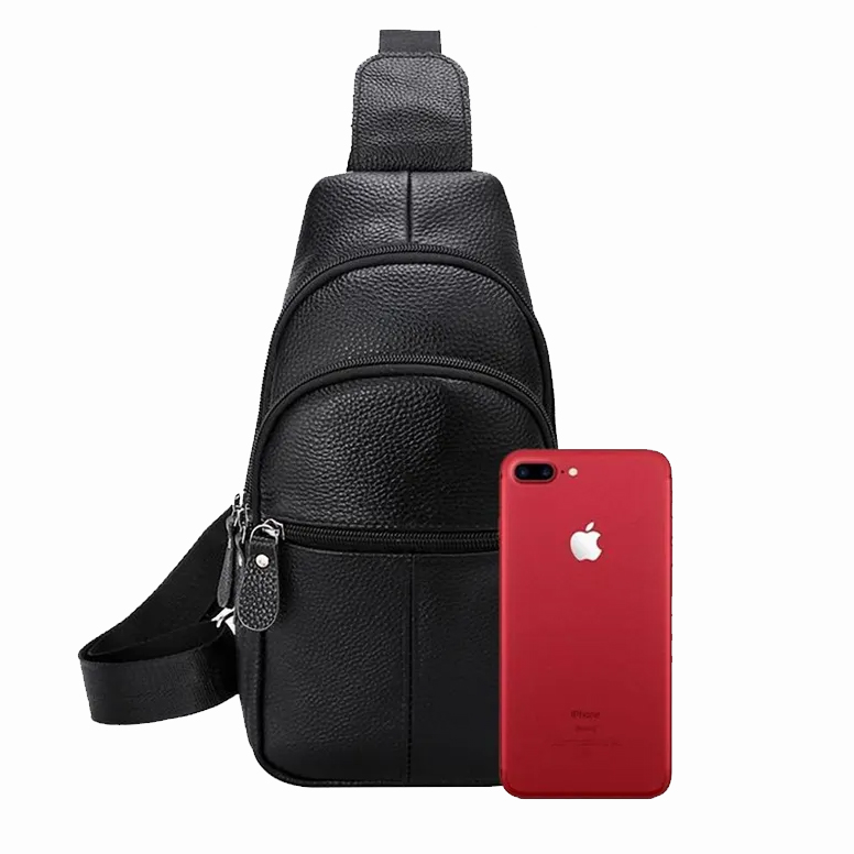 Стильная мужская кожаная сумка через плечо, натуральная кожа флотарь, качественная фурнитура