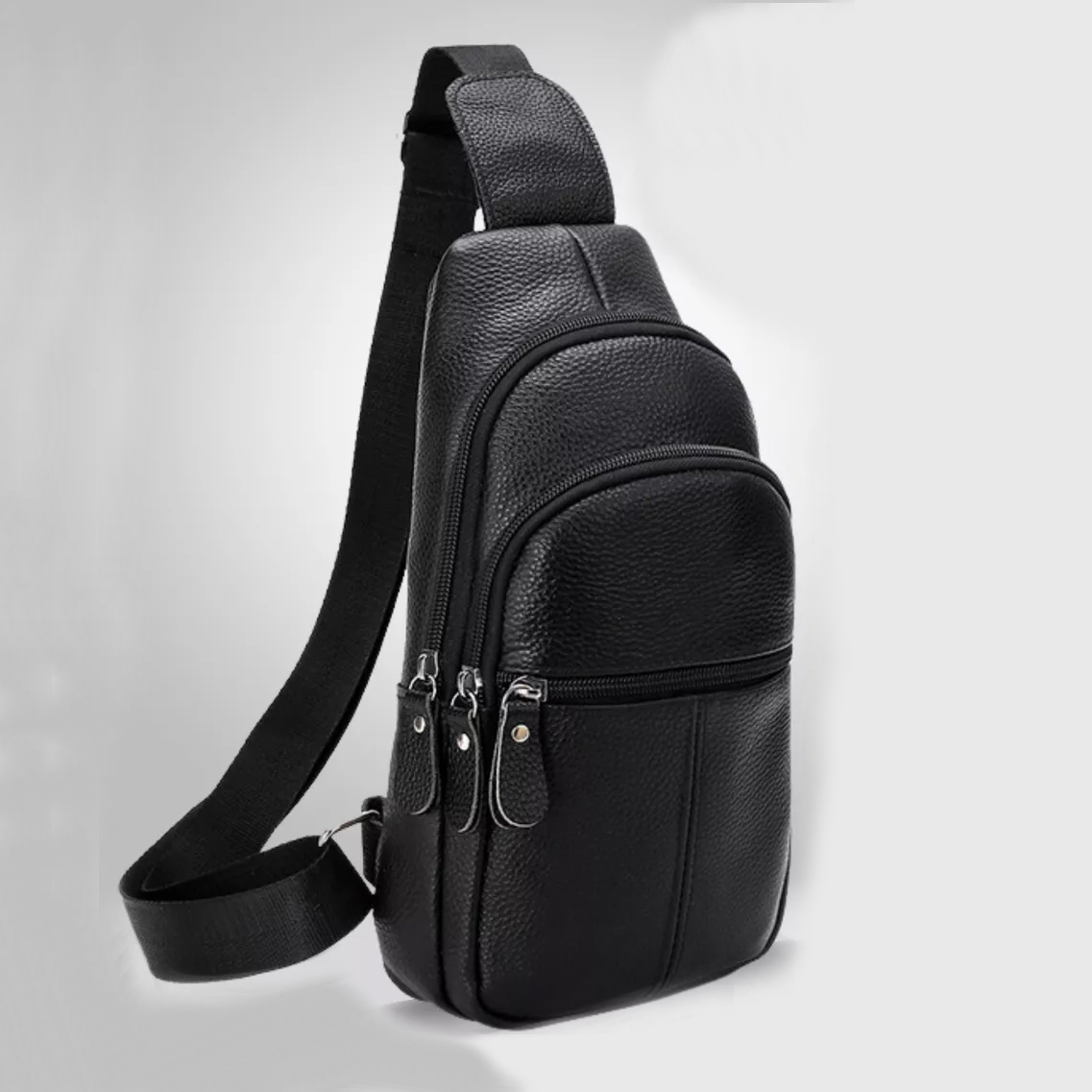 Стильная мужская кожаная сумка через плечо, натуральная кожа флотарь, качественная фурнитура