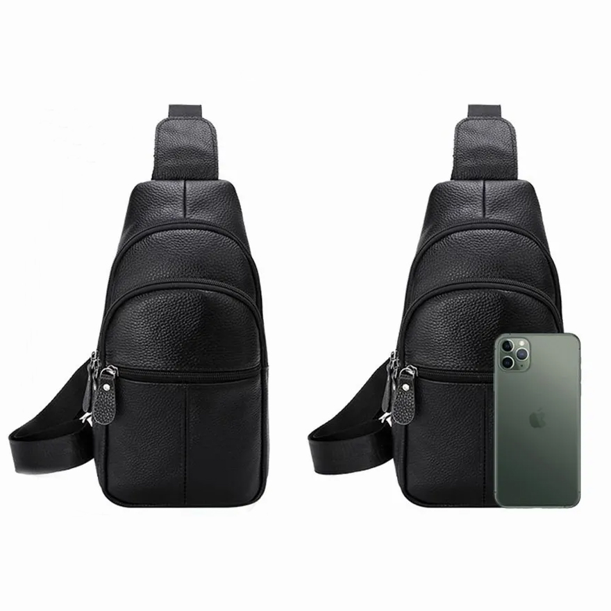 Стильная мужская кожаная сумка через плечо, натуральная кожа флотарь, качественная фурнитура