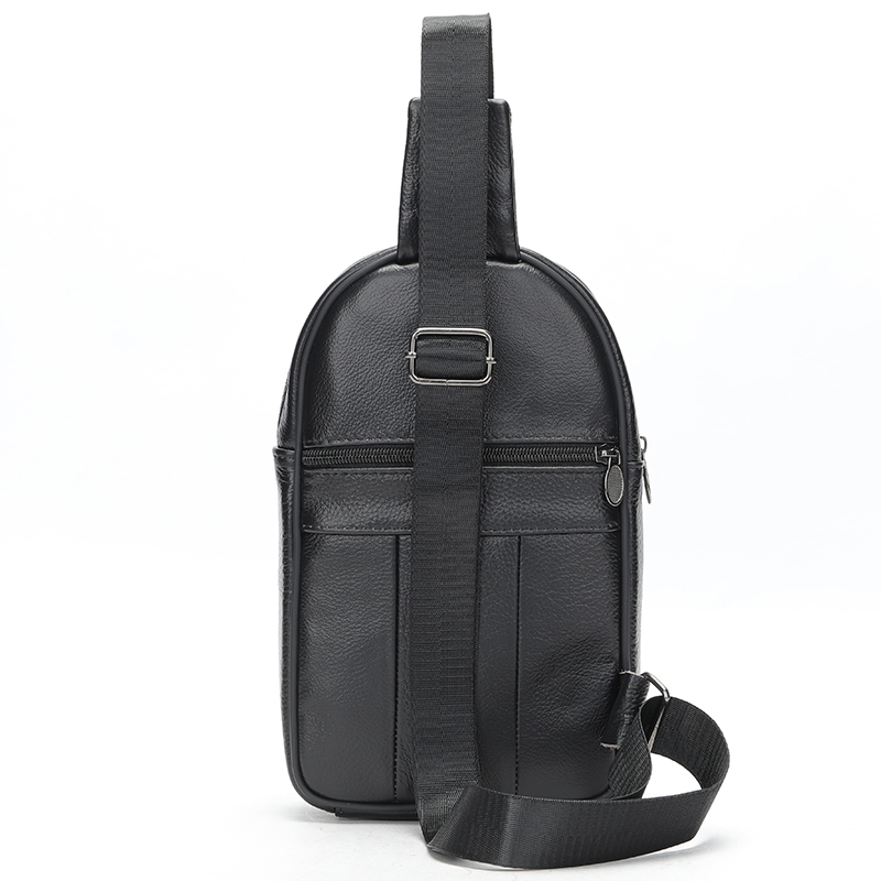 Мужской кожаный слинг через плечо из натуральной итальянской кожи – средний размер, много карманов
