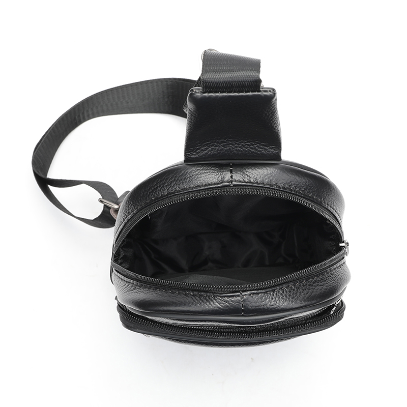 Мужской кожаный слинг через плечо из натуральной итальянской кожи – средний размер, много карманов