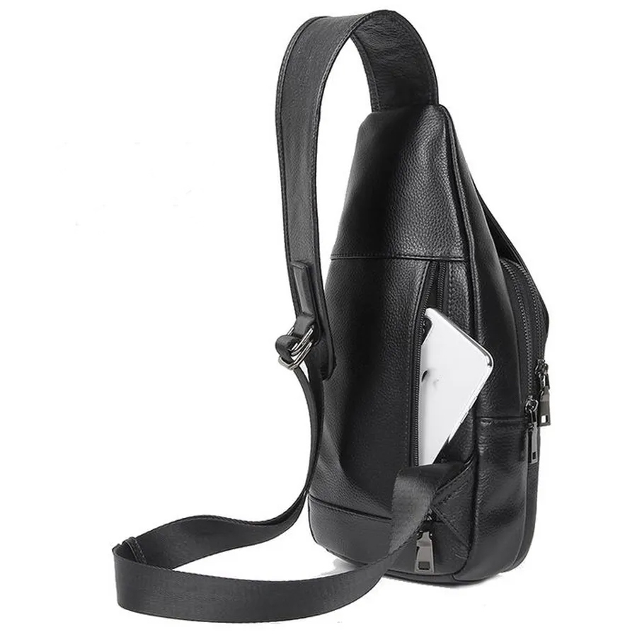 Премиальная мужская кожаная сумка из натуральной итальянской кожи, черная