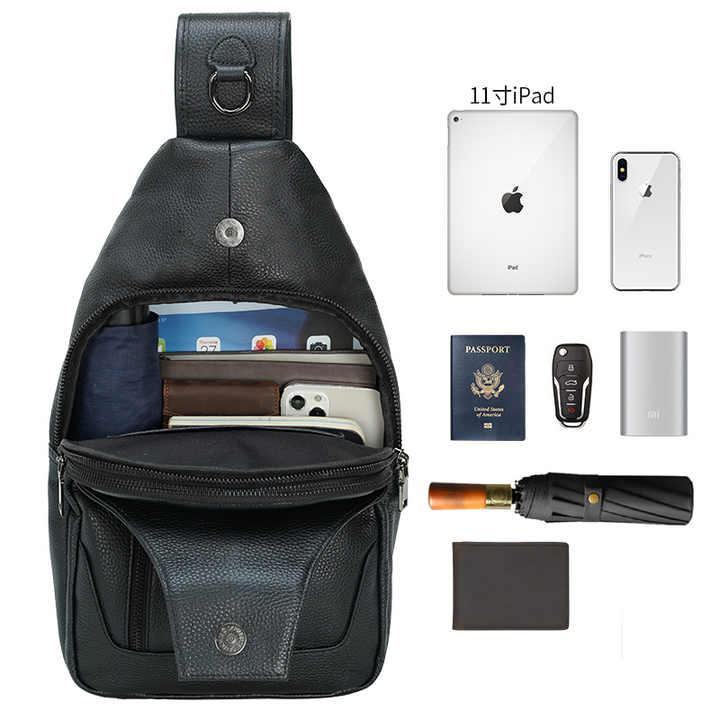 Премиальная мужская кожаная сумка из натуральной итальянской кожи, черная