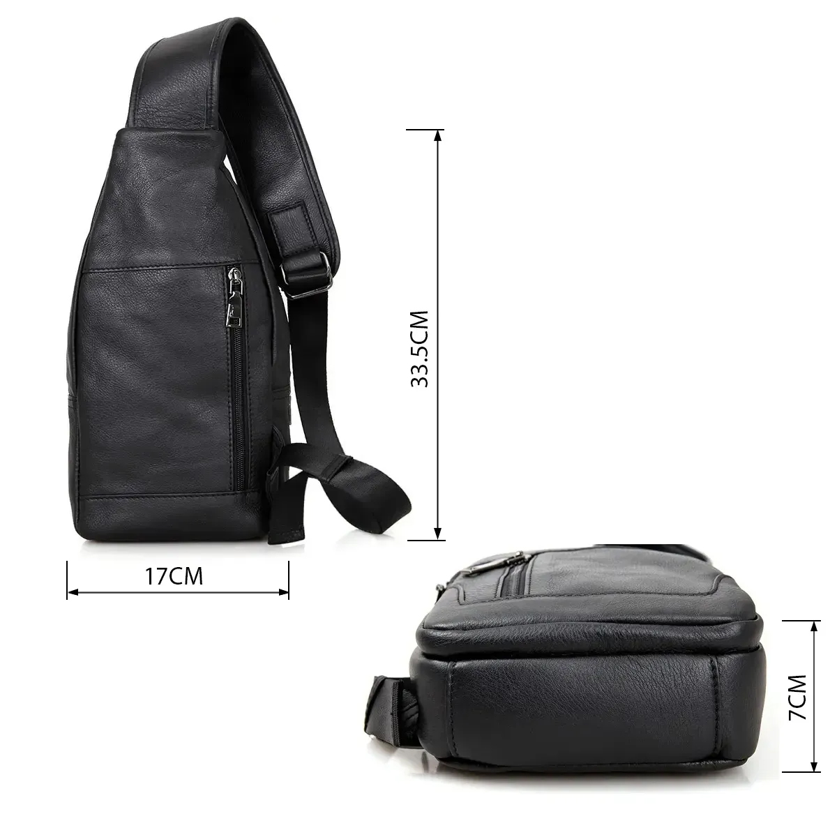 Премиальная мужская кожаная сумка из натуральной итальянской кожи, черная