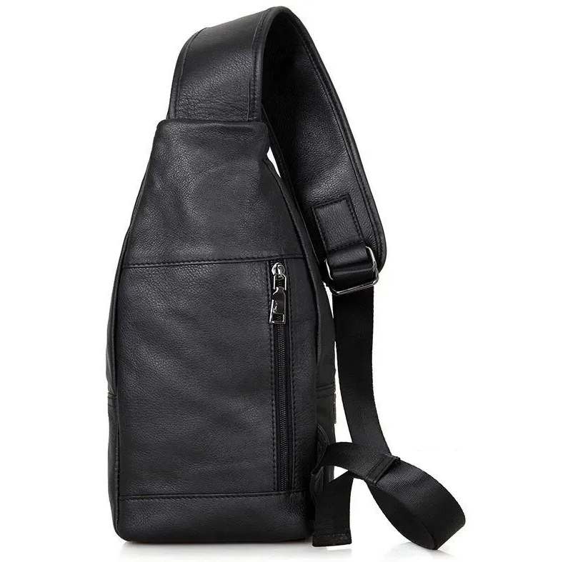 Премиальная мужская кожаная сумка из натуральной итальянской кожи, черная