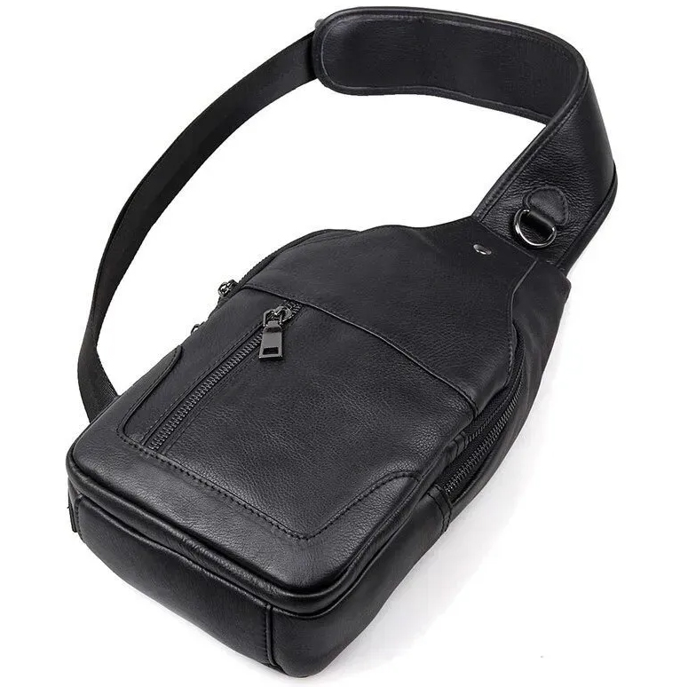 Премиальная мужская кожаная сумка из натуральной итальянской кожи, черная
