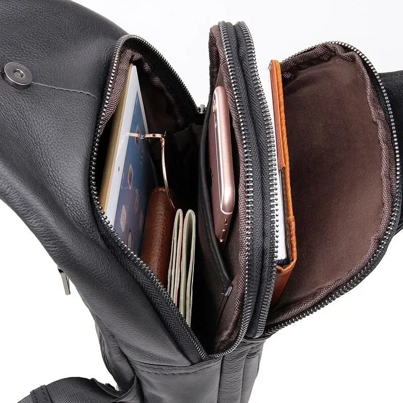 Премиальная мужская кожаная сумка из натуральной итальянской кожи, черная