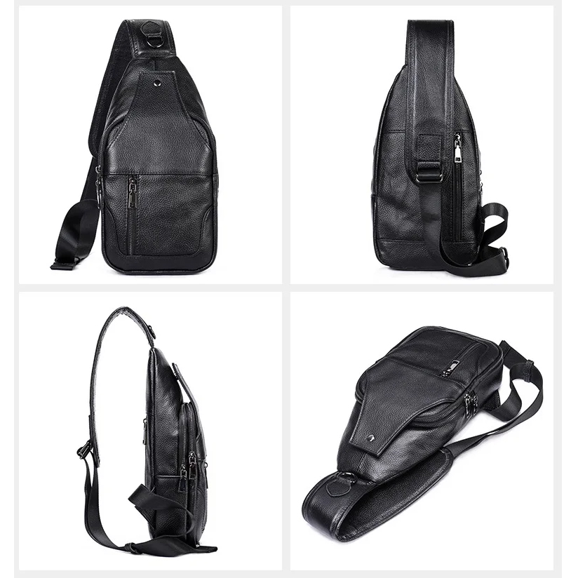 Премиальная мужская кожаная сумка из натуральной итальянской кожи, черная