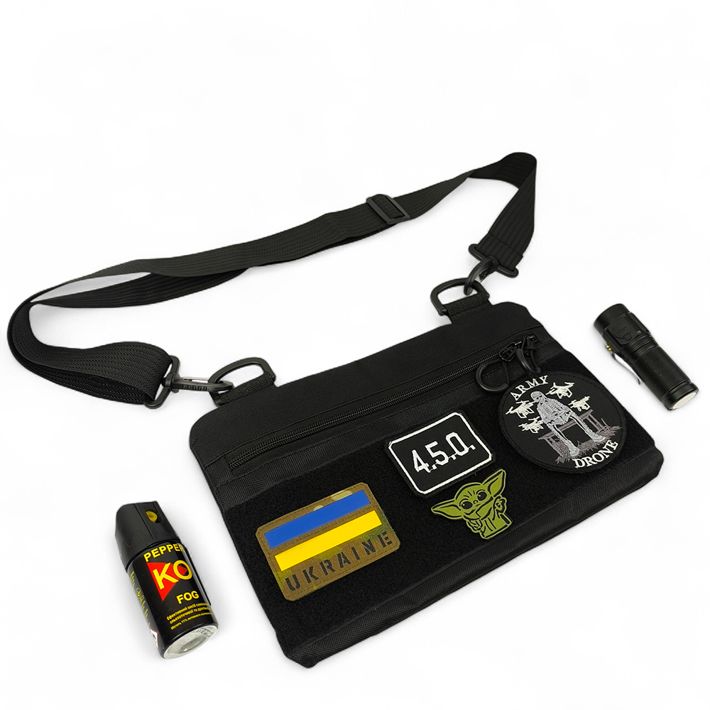 Молодежная тактическая сумка для патчей на плечо с 4 карманами black