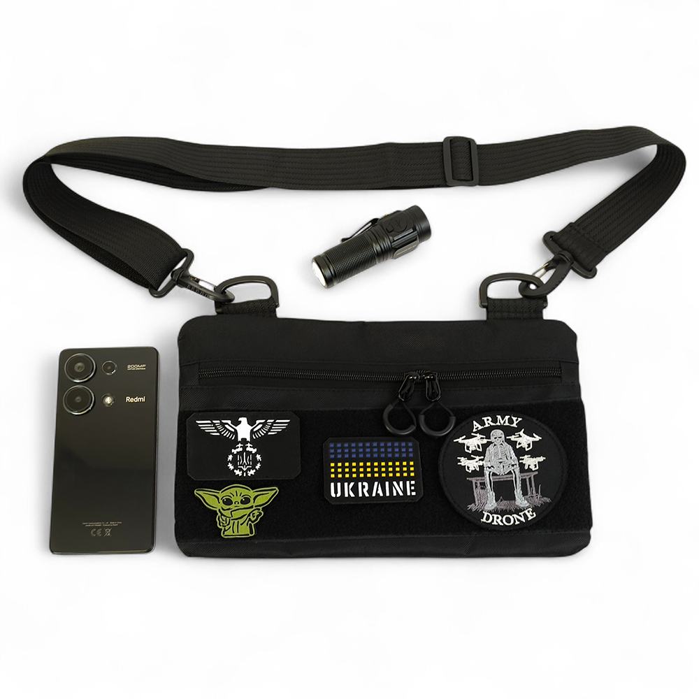 Молодежная тактическая сумка для патчей на плечо с 4 карманами black