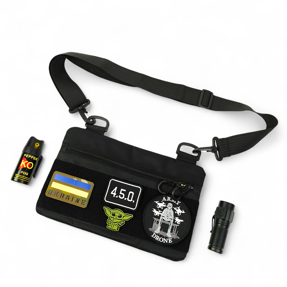 Молодежная тактическая сумка для патчей на плечо с 4 карманами black