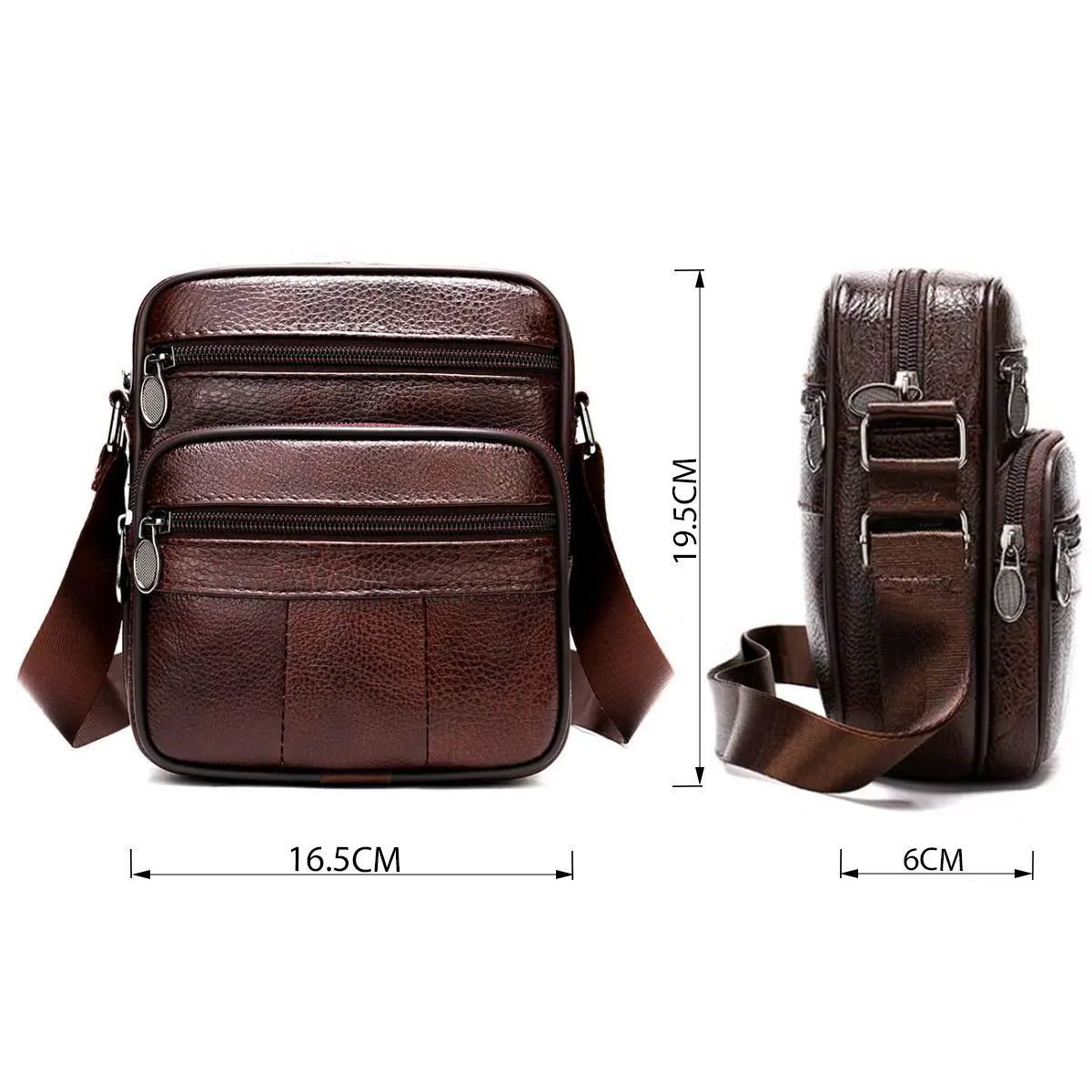 Мужская сумка из натуральной итальянской кожи, коричневая, компактный мессенджер, кроссбоди