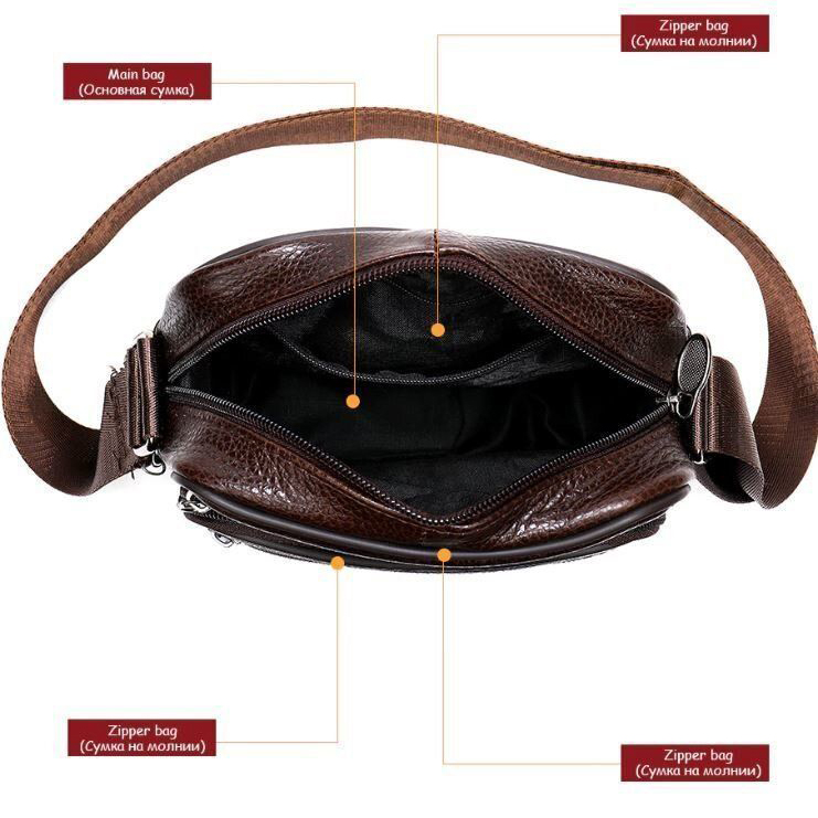 Мужская сумка из натуральной итальянской кожи, коричневая, компактный мессенджер, кроссбоди