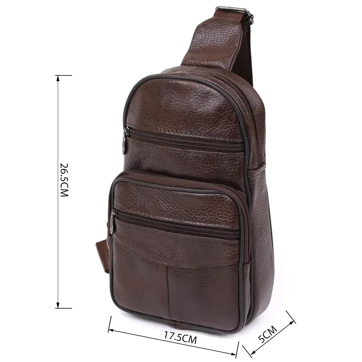 Стильная мужская кожаная сумка слинг среднего размера из качественной итальянской кожи в фирменной упаковке