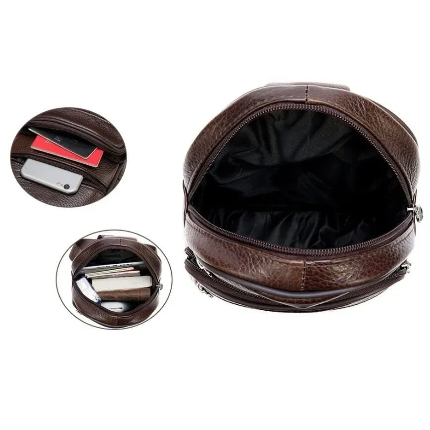 Стильная мужская кожаная сумка слинг среднего размера из качественной итальянской кожи в фирменной упаковке