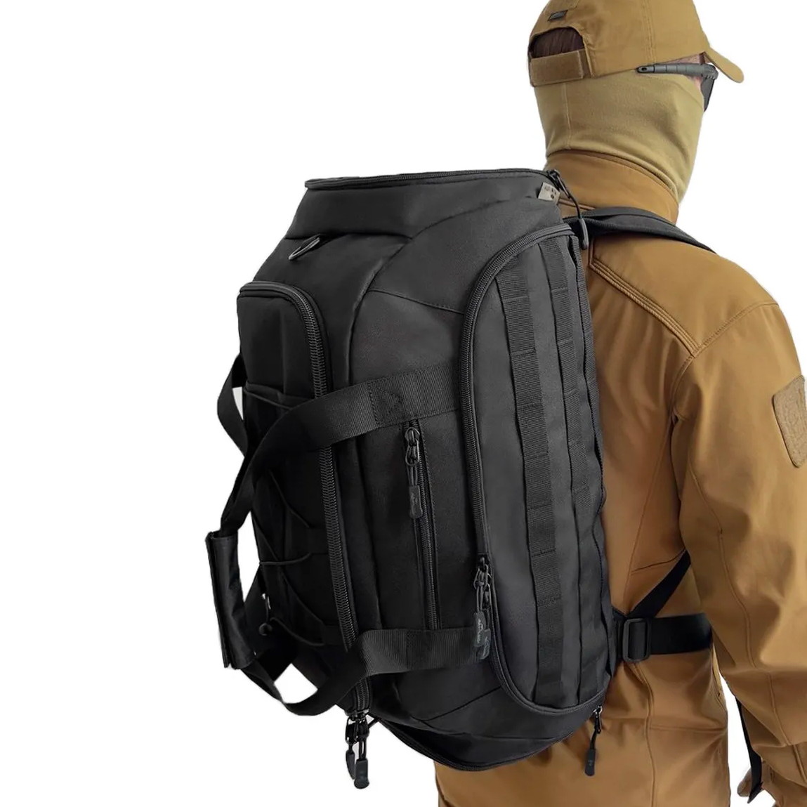 Тактическая дорожная сумка-рюкзак 2 в 1 — упрочненная, универсальная черная