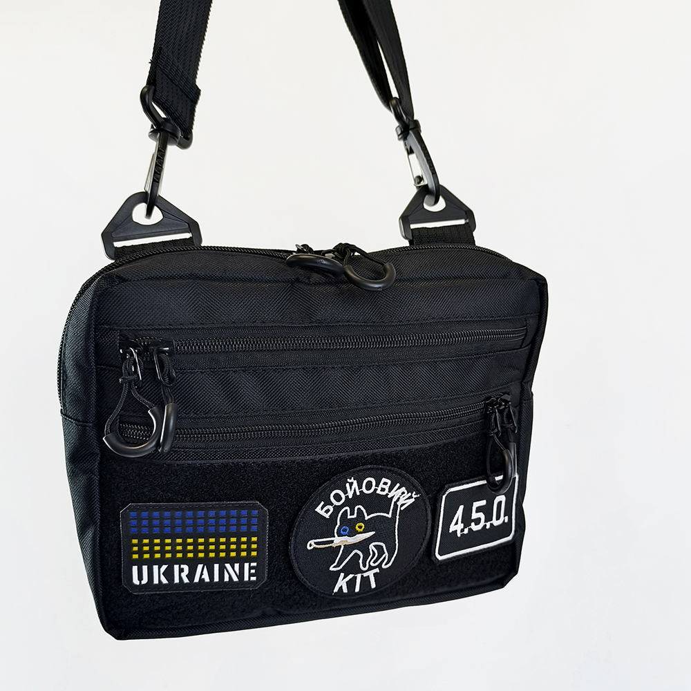 Тактическая сумка для патчей Cordura 600D — 5 карманов, мессенджер черный из ткани