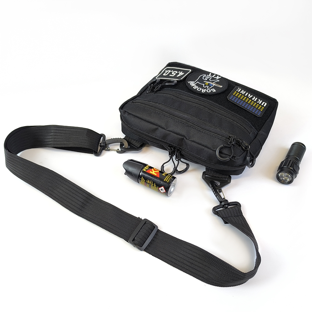 Тактическая сумка для патчей Cordura 600D — 5 карманов, мессенджер черный из ткани