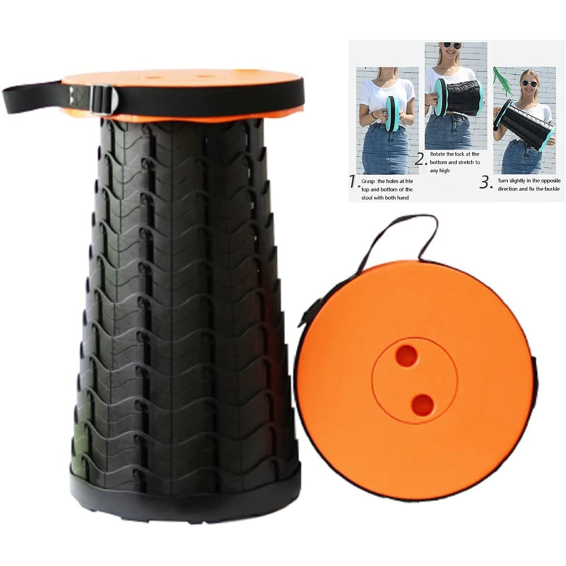 Раскладной стул, складной табурет Retractable Stool. Цвет: оранжевый