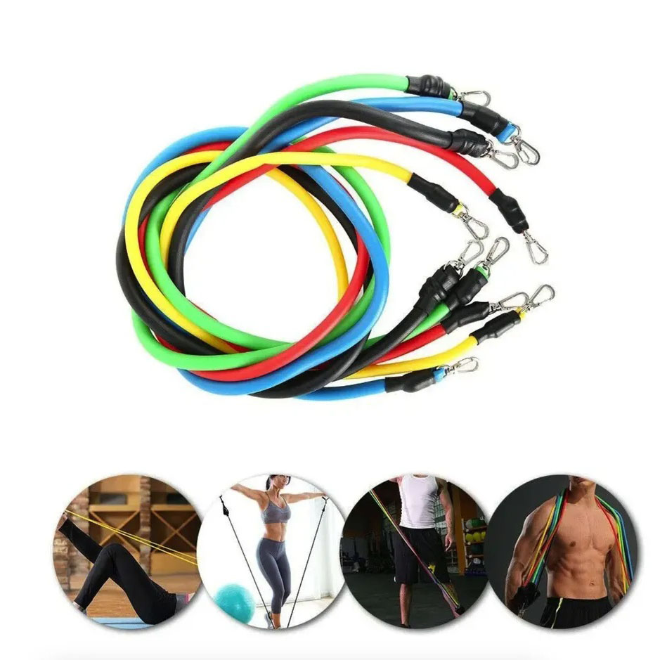 Эспандер резина для зарядок exercise pipe, эспандер резиновый жгут упражнения, Фитнес резинки 5 в 1